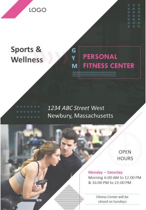 Fitness gym four page brochure template