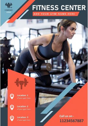 Fitness training gym two page brochure template