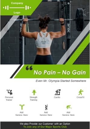 Fitness training program two page brochure template