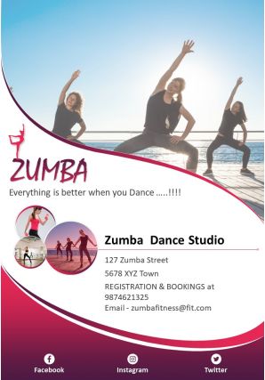 Fitness zumba class two page brochure template