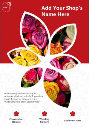 Florist promotions two page brochure flyer template