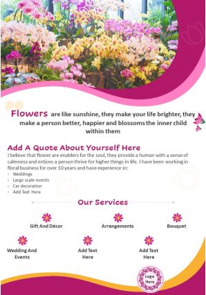 Flower delivery services four page brochure template