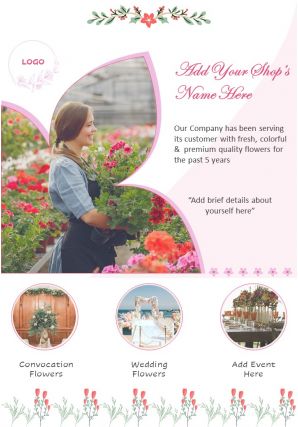 Flower shop flyer two page brochure template