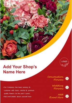 Flower shop promotion two page brochure template