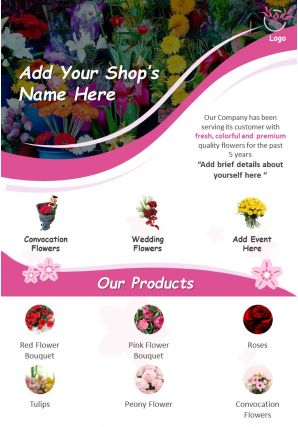 Flower shop two page brochure template