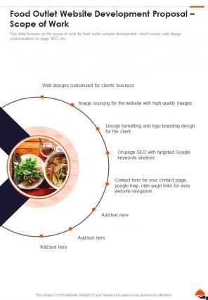 Food Outlet Website Development Proposal Scope Of Work One Pager Sample Example Document