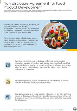 Food product development proposal sample document report doc pdf ppt