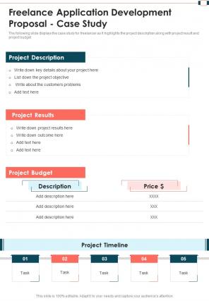 Freelance Application Development Proposal Case Study One Pager Sample Example Document