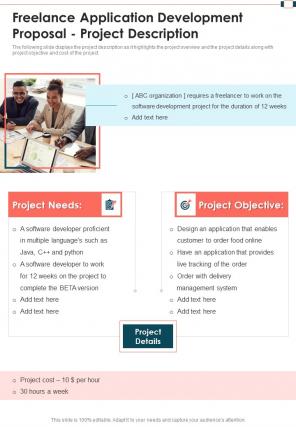 Freelance Application Development Proposal Project Description One Pager Sample Example Document