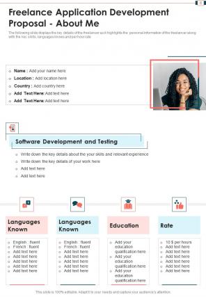 Freelance application development proposal sample document report doc pdf ppt