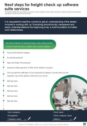 Freight Check Up Software Suite Proposal Report Sample Example Document Designed Slides