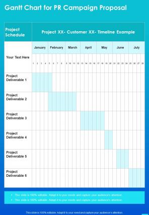 Gantt Chart For PR Campaign Proposal One Pager Sample Example Document