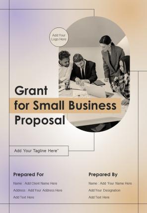 Grant For Small Business Proposal Report Sample Example Document