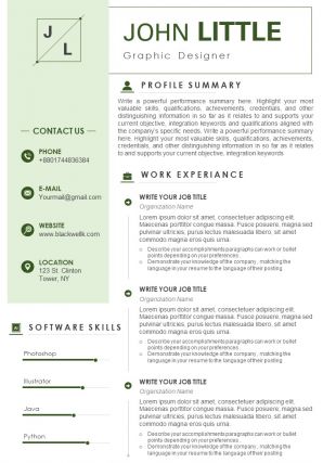 Graphic designer resume sample with software skills
