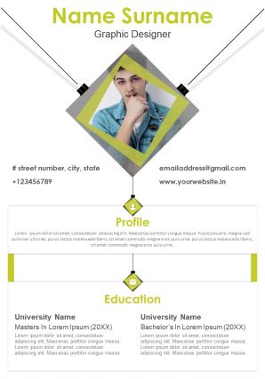 Graphic designer resume with profile summary sample template