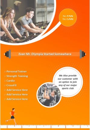 Gym marketing flyer two page brochure template
