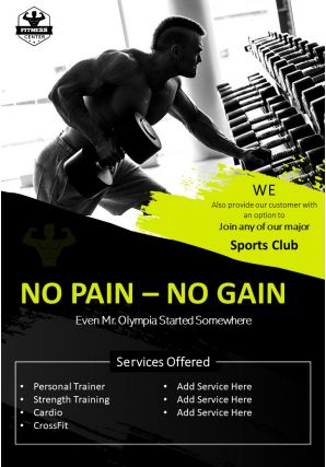 Health and fitness gym two page brochure template