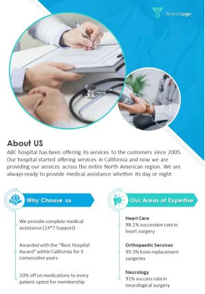 Healthcare marketing four page brochure design template