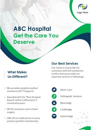 Healthcare services company two page brochure template