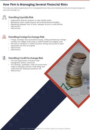 How firm is managing several financial risks presentation report infographic ppt pdf document