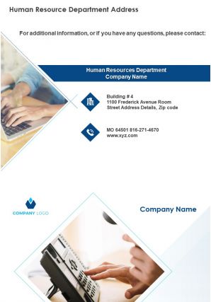 Human resource department address presentation report infographic ppt pdf document