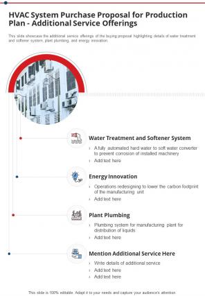 Hvac System Purchase For Production Plan Additional Service Offerings One Pager Sample Example Document