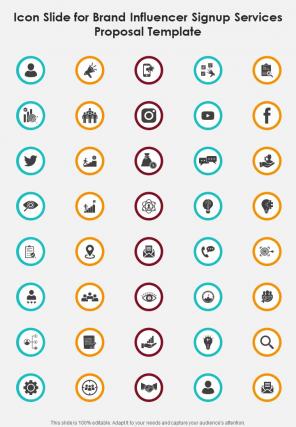 Icon Slide For Brand Influencer Signup Services Proposal One Pager Sample Example Document
