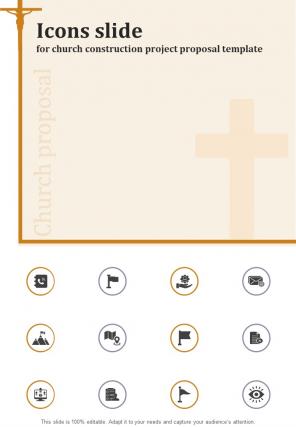 Icons Slide For Church Construction Project Proposal Template One Pager Sample Example Document