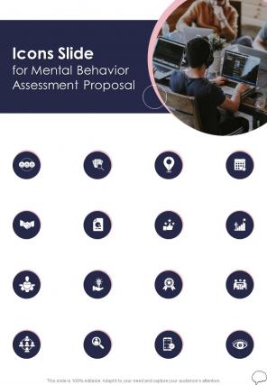 Icons Slide For Mental Behavior Assessment Proposal One Pager Sample Example Document