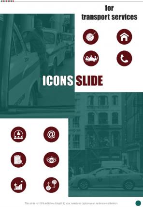Icons Slide For Transport Services Business Proposal For Transport One Pager Sample Example Document