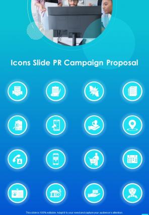 Icons Slide PR Campaign Proposal One Pager Sample Example Document