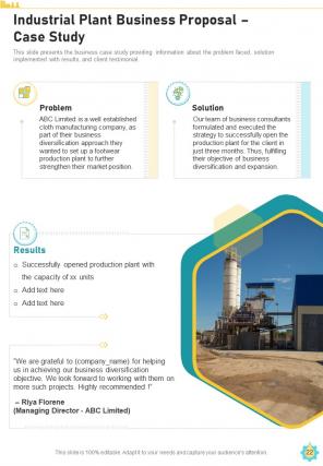 Industrial plant business proposal example document report doc pdf ppt