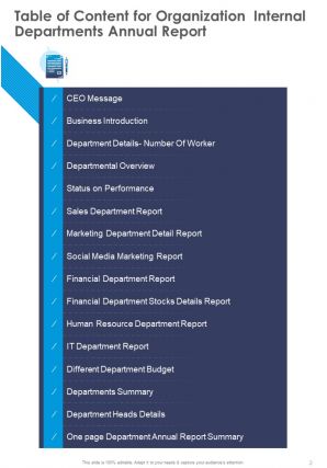 Internal Departments Annual Report Pdf Doc Ppt Document Report Template