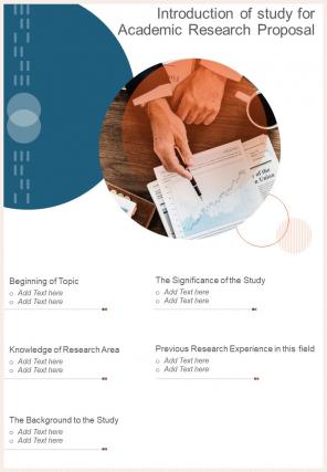Introduction Of Study For Academic Research Proposal One Pager Sample Example Document
