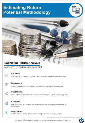 Investment Advice Proposal Estimating Return Potential Methodology One Pager Sample Example Document