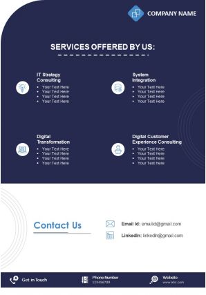 It consulting and services two page brochure template