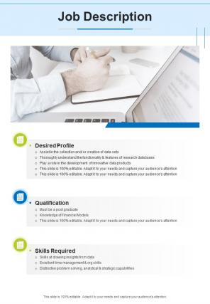 Job Description Recruitment Proposal One Pager Sample Example Document