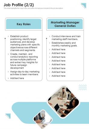 Job Profile Proposal For Marketing Job One Pager Sample Example Document