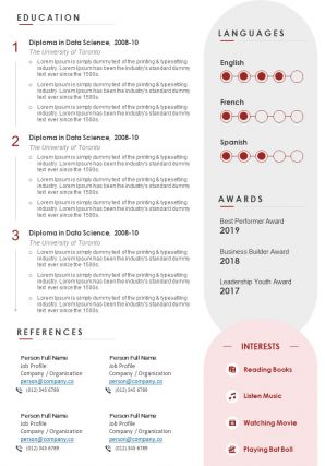 Job winning resume sample infographic template