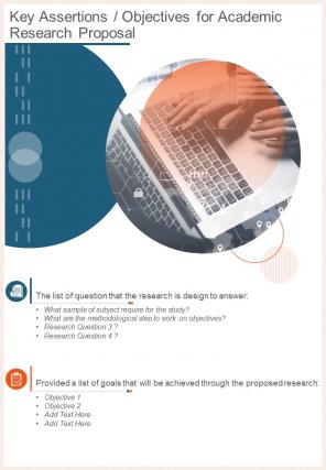 Key Assertions  Objectives For Academic Research Proposal One Pager Sample Example Document
