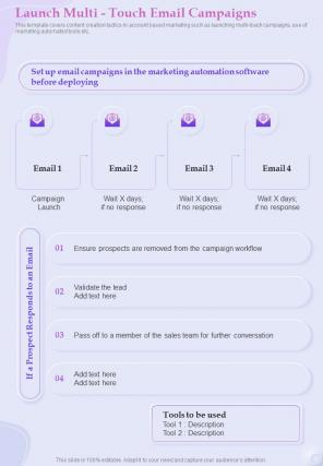 Launch Multi Touch Email Campaigns One Pager Sample Example Document