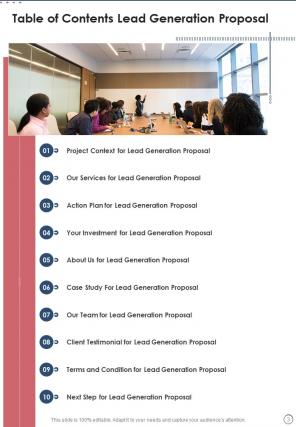 Lead generation proposal example document report doc pdf ppt