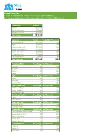 Low Budget Movie Excel Spreadsheet Worksheet Xlcsv XL Bundle V Content Ready Slides