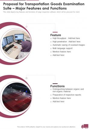 Major Features And Functions One Pager Sample Example Document