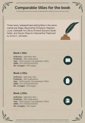 Manuscript Accelerator For Authors Comparable Titles For The Book One Pager Sample Example Document