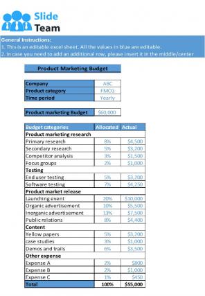 Marketing Budget Excel Spreadsheet Worksheet Xlcsv XL Bundle Professional Colorful