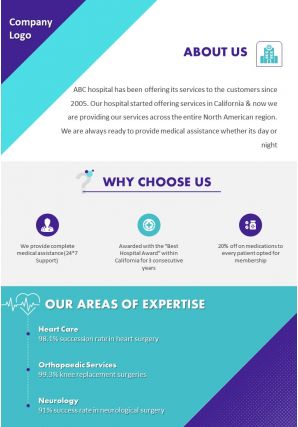 Medical marketing four page brochure template
