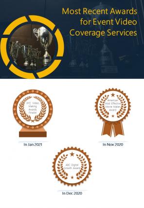 Most Recent Awards For Event Video Coverage Services One Pager Sample Example Document