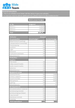 Movie Budget Excel Spreadsheet Worksheet Xlcsv XL Bundle V Customizable Ideas