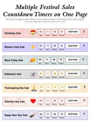 Multiple festival sales countdown timers on one page presentation report infographic ppt pdf document
